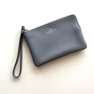 Coach Leather Charcoal Gray Corner Zip Wristlet